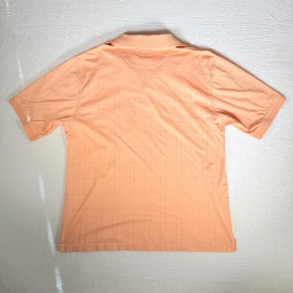 Jos A Bank Leadbetter Golf Polo Shirt Peach Grid Pattern On Course Apparel Golf - Picture 3 of 5